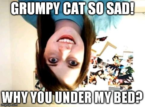 GRUMPY CAT SO SAD! WHY YOU UNDER MY BED? | made w/ Imgflip meme maker