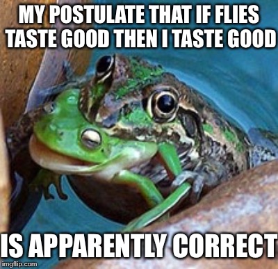 MY POSTULATE THAT IF FLIES TASTE GOOD THEN I TASTE GOOD IS APPARENTLY CORRECT | made w/ Imgflip meme maker