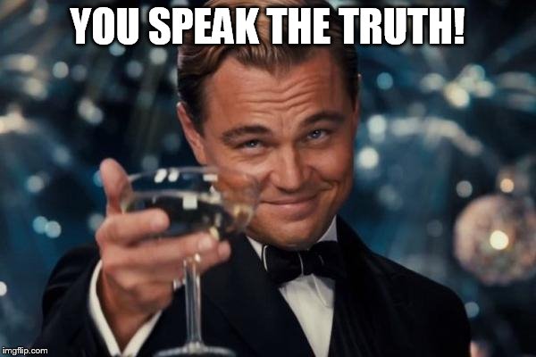 Leonardo Dicaprio Cheers Meme | YOU SPEAK THE TRUTH! | image tagged in memes,leonardo dicaprio cheers | made w/ Imgflip meme maker