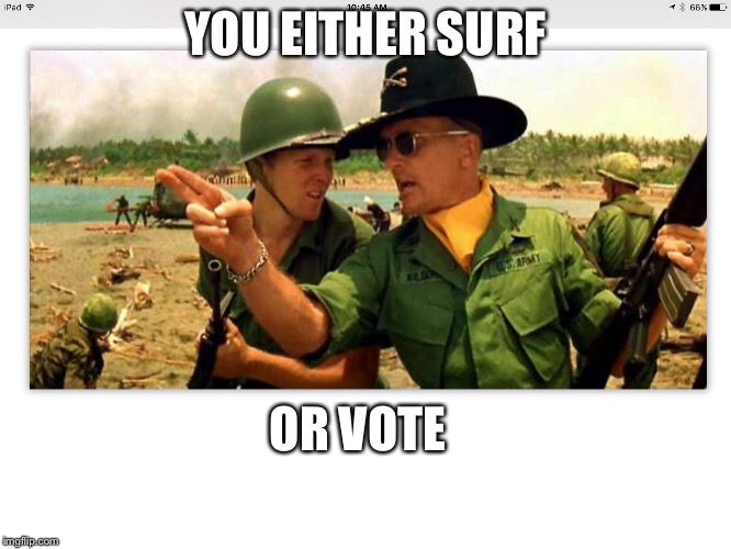 First of the ninth | YOU EITHER SURF OR VOTE | image tagged in first of the ninth | made w/ Imgflip meme maker