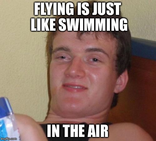 10 Guy Meme | FLYING IS JUST LIKE SWIMMING; IN THE AIR | image tagged in memes,10 guy | made w/ Imgflip meme maker