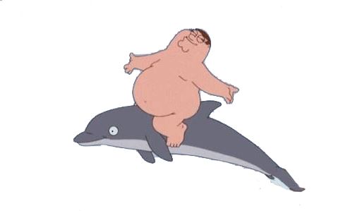 Peter Griffin & Dolphin. 