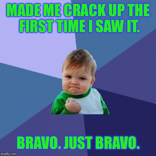 Success Kid Meme | MADE ME CRACK UP THE FIRST TIME I SAW IT. BRAVO. JUST BRAVO. | image tagged in memes,success kid | made w/ Imgflip meme maker