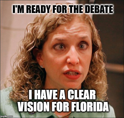 Debbie wasserman | I'M READY FOR THE DEBATE; I HAVE A CLEAR VISION FOR FLORIDA | image tagged in debbie wasserman | made w/ Imgflip meme maker