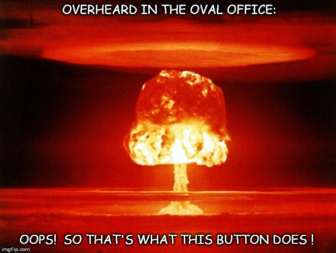 Oops! | OVERHEARD IN THE OVAL OFFICE:; OOPS!  SO THAT'S WHAT THIS BUTTON DOES ! | image tagged in oops | made w/ Imgflip meme maker