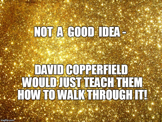 NOT  A  GOOD  IDEA - DAVID COPPERFIELD WOULD JUST TEACH THEM HOW TO WALK THROUGH IT! | made w/ Imgflip meme maker
