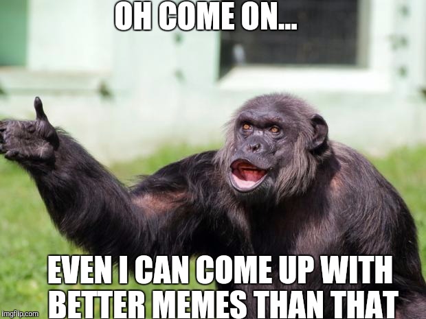 Meme Contest Judiciary | OH COME ON... EVEN I CAN COME UP WITH BETTER MEMES THAN THAT | image tagged in angry supervisor monkey,memes about memes | made w/ Imgflip meme maker