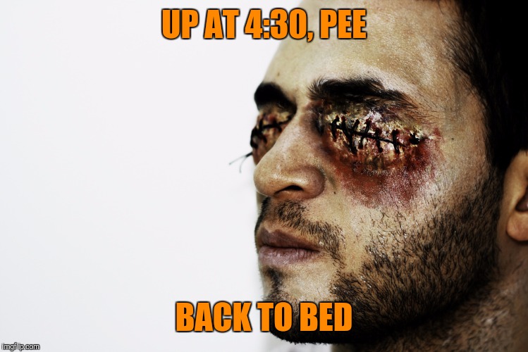 UP AT 4:30, PEE BACK TO BED | made w/ Imgflip meme maker