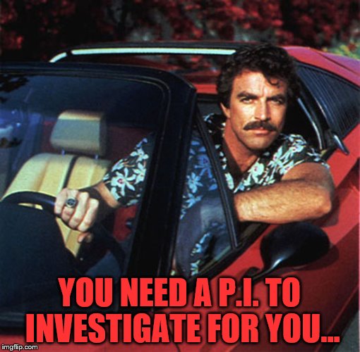 YOU NEED A P.I. TO INVESTIGATE FOR YOU... | made w/ Imgflip meme maker