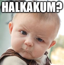 Skeptical Baby Meme | HALKAKUM? | image tagged in memes,skeptical baby | made w/ Imgflip meme maker