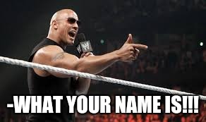 -WHAT YOUR NAME IS!!! | image tagged in the rock | made w/ Imgflip meme maker