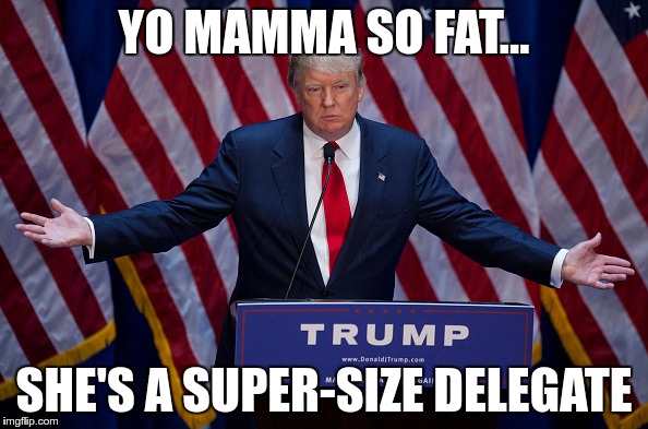 Donald Trump | YO MAMMA SO FAT... SHE'S A SUPER-SIZE DELEGATE | image tagged in donald trump | made w/ Imgflip meme maker