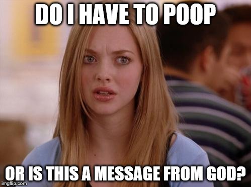 OMG Karen Meme | DO I HAVE TO POOP; OR IS THIS A MESSAGE FROM GOD? | image tagged in memes,omg karen | made w/ Imgflip meme maker