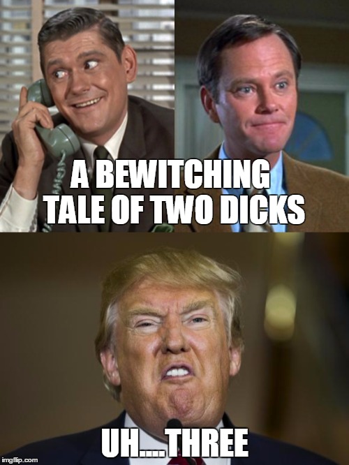 Bewitched | A BEWITCHING TALE OF TWO DICKS; UH....THREE | image tagged in donald trump,fail | made w/ Imgflip meme maker