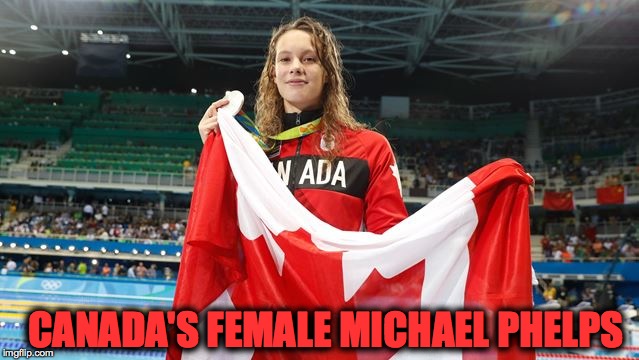Penny Oleksiak is a beast in the pool and she's only 16 !!! Best is yet to come. | CANADA'S FEMALE MICHAEL PHELPS | image tagged in gold medal,rio olympics,canada,swimming,memes,beast mode | made w/ Imgflip meme maker