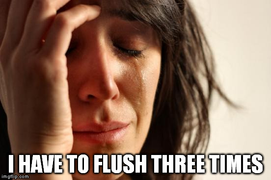 First World Problems Meme | I HAVE TO FLUSH THREE TIMES | image tagged in memes,first world problems | made w/ Imgflip meme maker