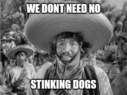 WE DONT NEED NO STINKING DOGS | made w/ Imgflip meme maker