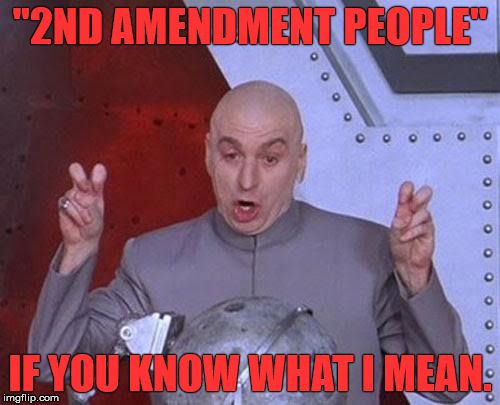 Dr Evil Laser Meme | "2ND AMENDMENT PEOPLE"; IF YOU KNOW WHAT I MEAN. | image tagged in memes,dr evil laser | made w/ Imgflip meme maker