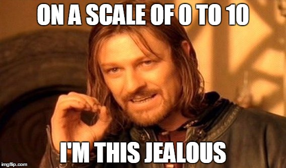 One Does Not Simply Meme | ON A SCALE OF 0 TO 10 I'M THIS JEALOUS | image tagged in memes,one does not simply | made w/ Imgflip meme maker