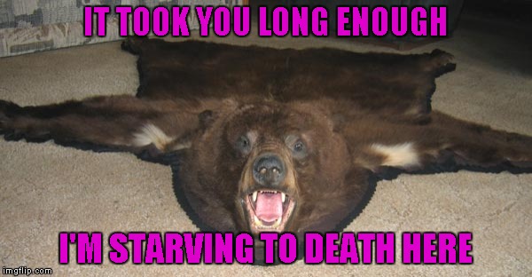 IT TOOK YOU LONG ENOUGH I'M STARVING TO DEATH HERE | made w/ Imgflip meme maker