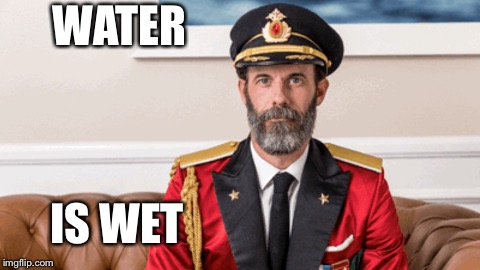 Captain Obvious | WATER; IS WET | image tagged in captain obvious | made w/ Imgflip meme maker