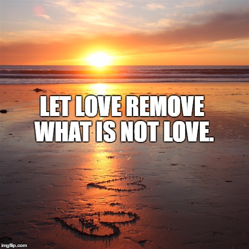 Let love remove what is not love.  -Ed, Instructor at Heart Based Institute in Asheville, NC | LET LOVE REMOVE WHAT IS NOT LOVE. | image tagged in love,heart,kindness,beach,sunset,remove | made w/ Imgflip meme maker