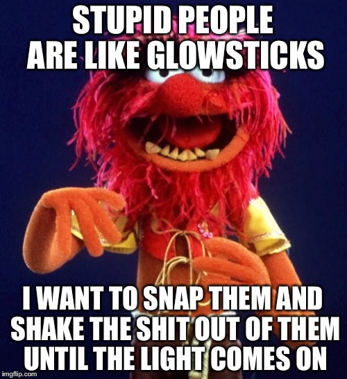 Poetry | STUPID PEOPLE ARE LIKE GLOWSTICKS; I WANT TO SNAP THEM AND SHAKE THE SHIT OUT OF THEM UNTIL THE LIGHT COMES ON | image tagged in poetry | made w/ Imgflip meme maker