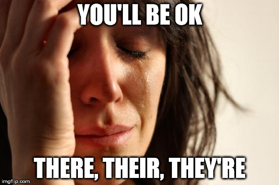 First World Problems | YOU'LL BE OK; THERE, THEIR, THEY'RE | image tagged in memes,first world problems | made w/ Imgflip meme maker