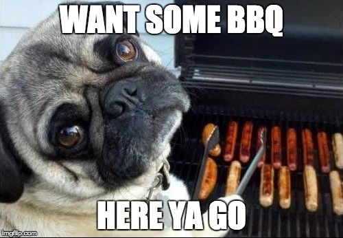 Dog cooking bbq | WANT SOME BBQ; HERE YA GO | image tagged in dog cooking bbq,memes,funny memes | made w/ Imgflip meme maker