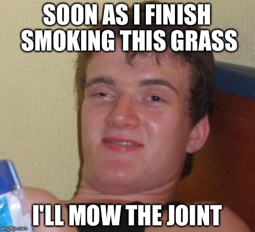 10 Guy Meme | SOON AS I FINISH SMOKING THIS GRASS; I'LL MOW THE JOINT | image tagged in memes,10 guy | made w/ Imgflip meme maker