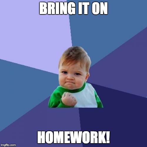 Success Kid | BRING IT ON; HOMEWORK! | image tagged in memes,success kid | made w/ Imgflip meme maker