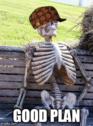 Waiting Skeleton Meme | GOOD PLAN | image tagged in memes,waiting skeleton,scumbag | made w/ Imgflip meme maker