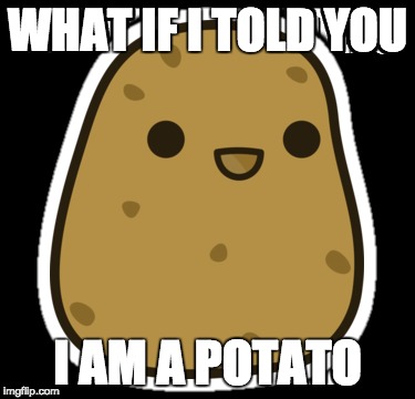 MINDBLOWN! | WHAT IF I TOLD YOU; I AM A POTATO | image tagged in potato,rofl | made w/ Imgflip meme maker