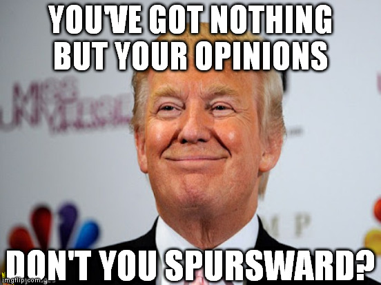 YOU'VE GOT NOTHING BUT YOUR OPINIONS DON'T YOU SPURSWARD? | made w/ Imgflip meme maker