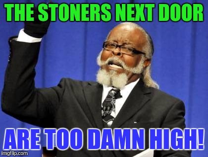 Too Damn High Meme | THE STONERS NEXT DOOR; ARE TOO DAMN HIGH! | image tagged in memes,too damn high | made w/ Imgflip meme maker