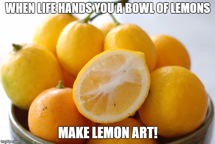 WHEN LIFE HANDS YOU A BOWL OF LEMONS; MAKE LEMON ART! | image tagged in philosophy | made w/ Imgflip meme maker