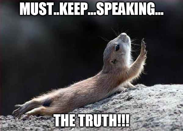 go on without me squirrel | MUST..KEEP...SPEAKING... THE TRUTH!!! | image tagged in go on without me squirrel | made w/ Imgflip meme maker