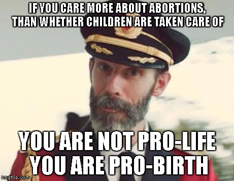 Captain Obvious | IF YOU CARE MORE ABOUT ABORTIONS, THAN WHETHER CHILDREN ARE TAKEN CARE OF; YOU ARE NOT PRO-LIFE YOU ARE PRO-BIRTH | image tagged in captain obvious | made w/ Imgflip meme maker