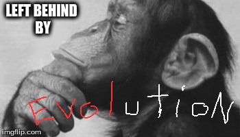 monkey left behind  | LEFT BEHIND BY | image tagged in evolution | made w/ Imgflip meme maker