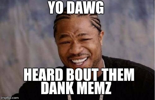 Yo Dawg Heard You | YO DAWG; HEARD BOUT THEM; DANK MEMZ | image tagged in memes,yo dawg heard you | made w/ Imgflip meme maker