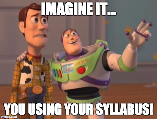 X, X Everywhere Meme | IMAGINE IT... YOU USING YOUR SYLLABUS! | image tagged in memes,x x everywhere | made w/ Imgflip meme maker