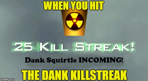 Dank Killstreak | WHEN YOU HIT; THE DANK KILLSTREAK | image tagged in killstreak,dank,meme,dank meme,dank killstreak,epic combo | made w/ Imgflip meme maker