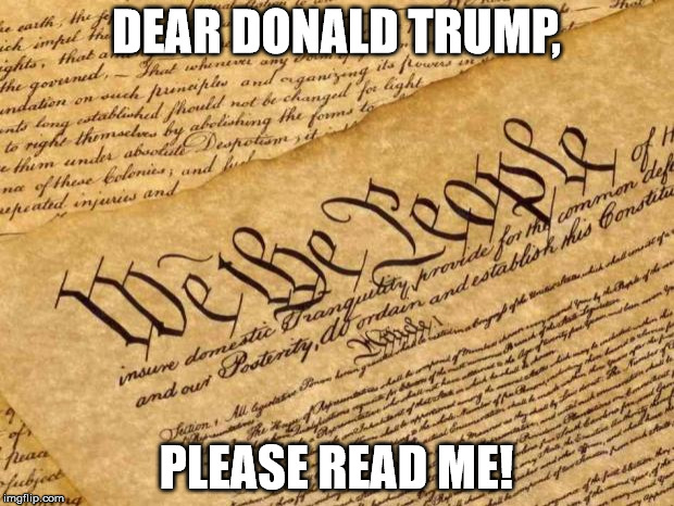 WELL, HE HAS BEEN A DEMOCRAT MOST OF HIS LIFE! | DEAR DONALD TRUMP, PLEASE READ ME! | image tagged in constitution,trump,donald trump,hillary,nevertrump | made w/ Imgflip meme maker