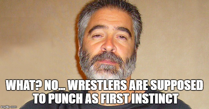 WHAT? NO... WRESTLERS ARE SUPPOSED TO PUNCH AS FIRST INSTINCT | made w/ Imgflip meme maker