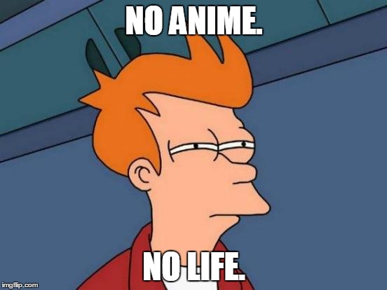 Futurama Fry | NO ANIME. NO LIFE. | image tagged in memes,futurama fry | made w/ Imgflip meme maker