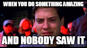 Life | WHEN YOU DO SOMETHING AMAZING; AND NOBODY SAW IT | image tagged in funny memes | made w/ Imgflip meme maker