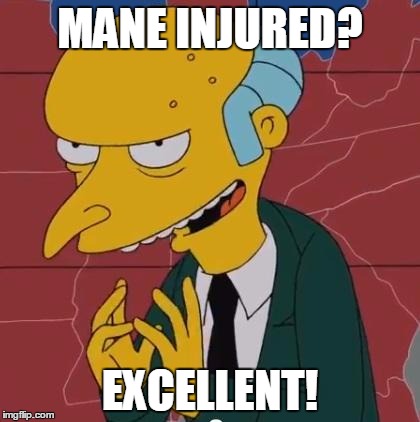 Mr Burns | MANE INJURED? EXCELLENT! | image tagged in mr burns | made w/ Imgflip meme maker