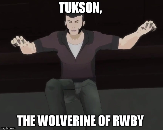 RWBY  | TUKSON, THE WOLVERINE OF RWBY | image tagged in funny memes,rwby,memes,wolverine | made w/ Imgflip meme maker