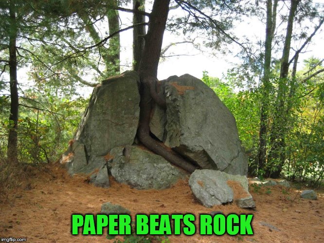 PAPER BEATS ROCK | made w/ Imgflip meme maker