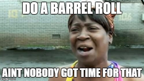 Ain't Nobody Got Time For That | DO A BARREL ROLL; AINT NOBODY GOT TIME FOR THAT | image tagged in memes,aint nobody got time for that | made w/ Imgflip meme maker